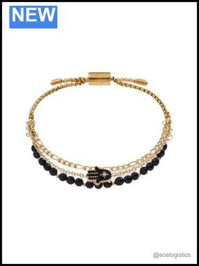 Hamsa Stranded Bracelet Set Stainless Steel Gold One Size